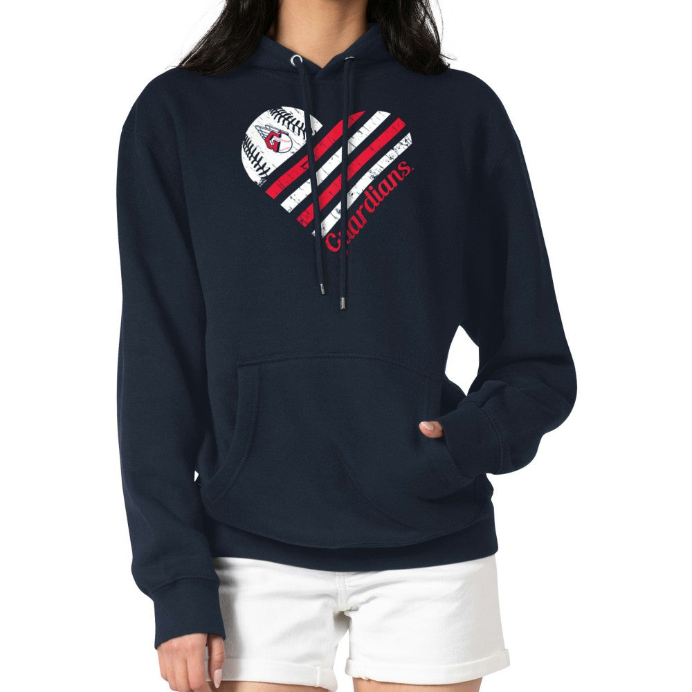 Cleveland Guardians G-III 4Her by Carl Banks Women's Heart Fleece Pullover Hoodie - Navy - MLB Lifestyle