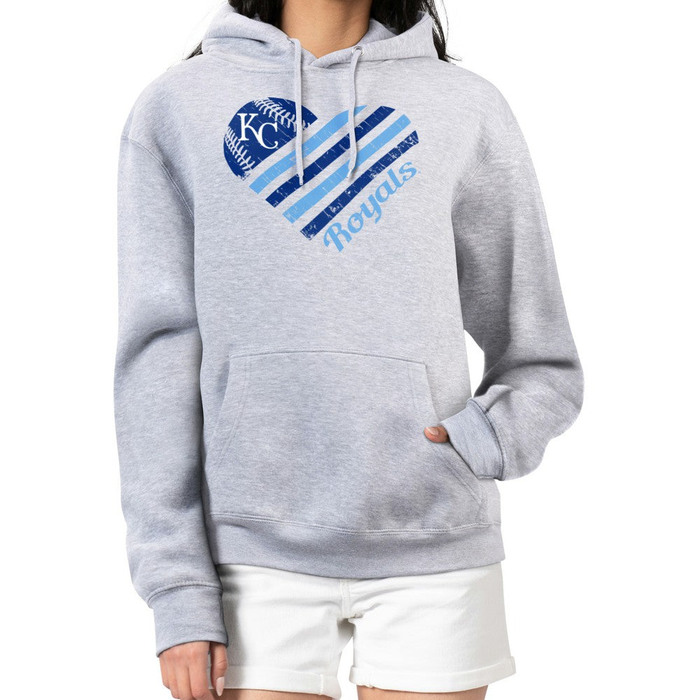 Kansas City Royals G-III 4Her by Carl Banks Women's Heart Fleece Pullover Hoodie - Heather Gray - MLB Sale