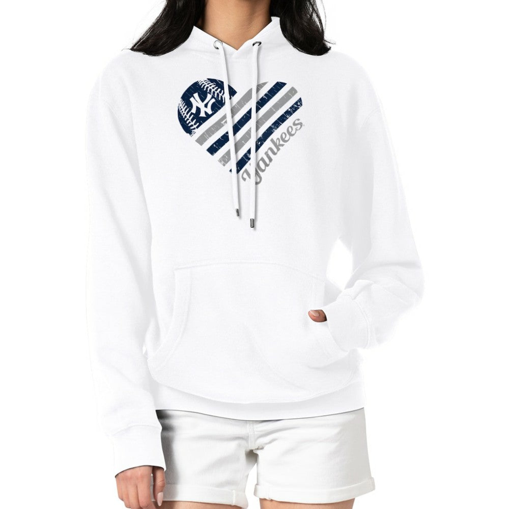 New York Yankees G-III 4Her by Carl Banks Women's Heart Fleece Pullover Hoodie - White - MLB Online