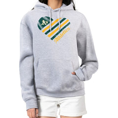 Athletics G-III 4Her by Carl Banks Women's Heart Fleece Pullover Hoodie - Heather Gray - MLB Online