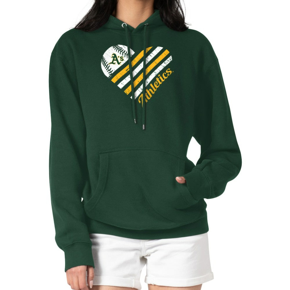 Athletics G-III 4Her by Carl Banks Women's Heart Fleece Pullover Hoodie - Green - MLB Sale