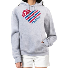 Philadelphia Phillies G-III 4Her by Carl Banks Women's Heart Fleece Pullover Hoodie - Heather Gray - MLB Discount