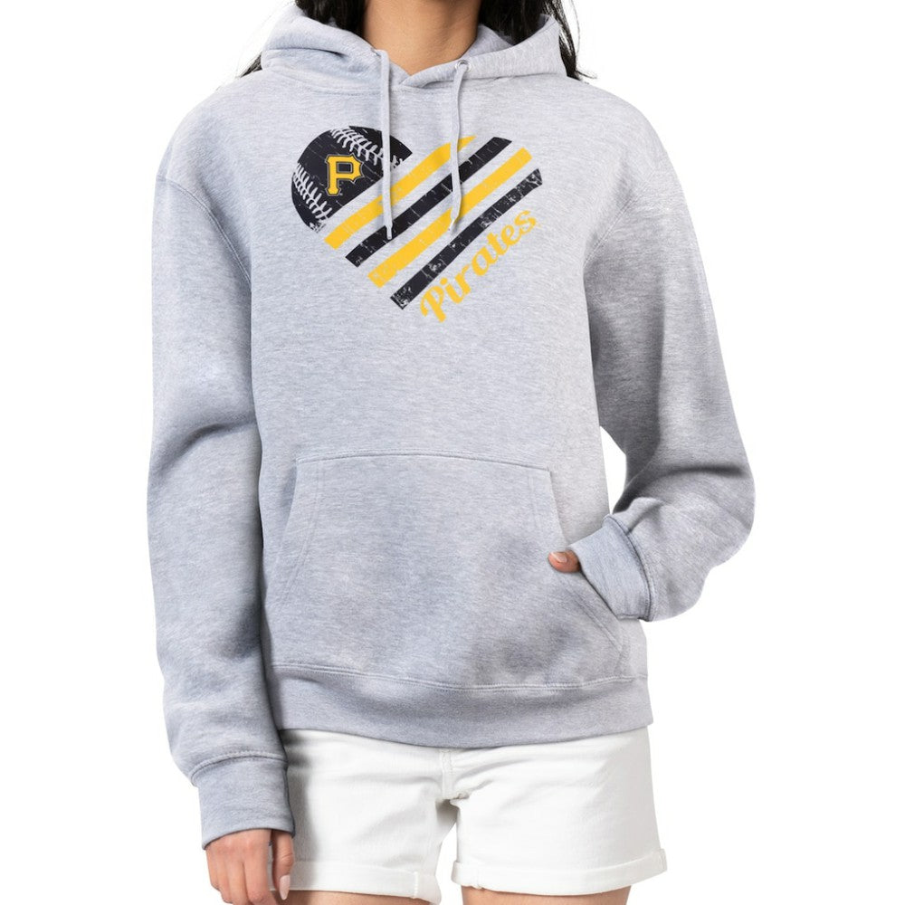 Pittsburgh Pirates G-III 4Her by Carl Banks Women's Heart Fleece Pullover Hoodie - Heather Gray - MLB Sale