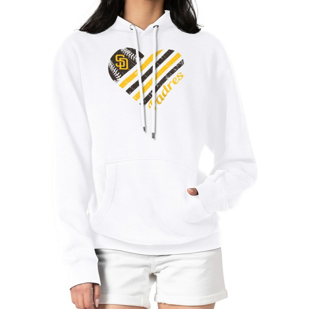 San Diego Padres G-III 4Her by Carl Banks Women's Heart Fleece Pullover Hoodie - White - MLB Online