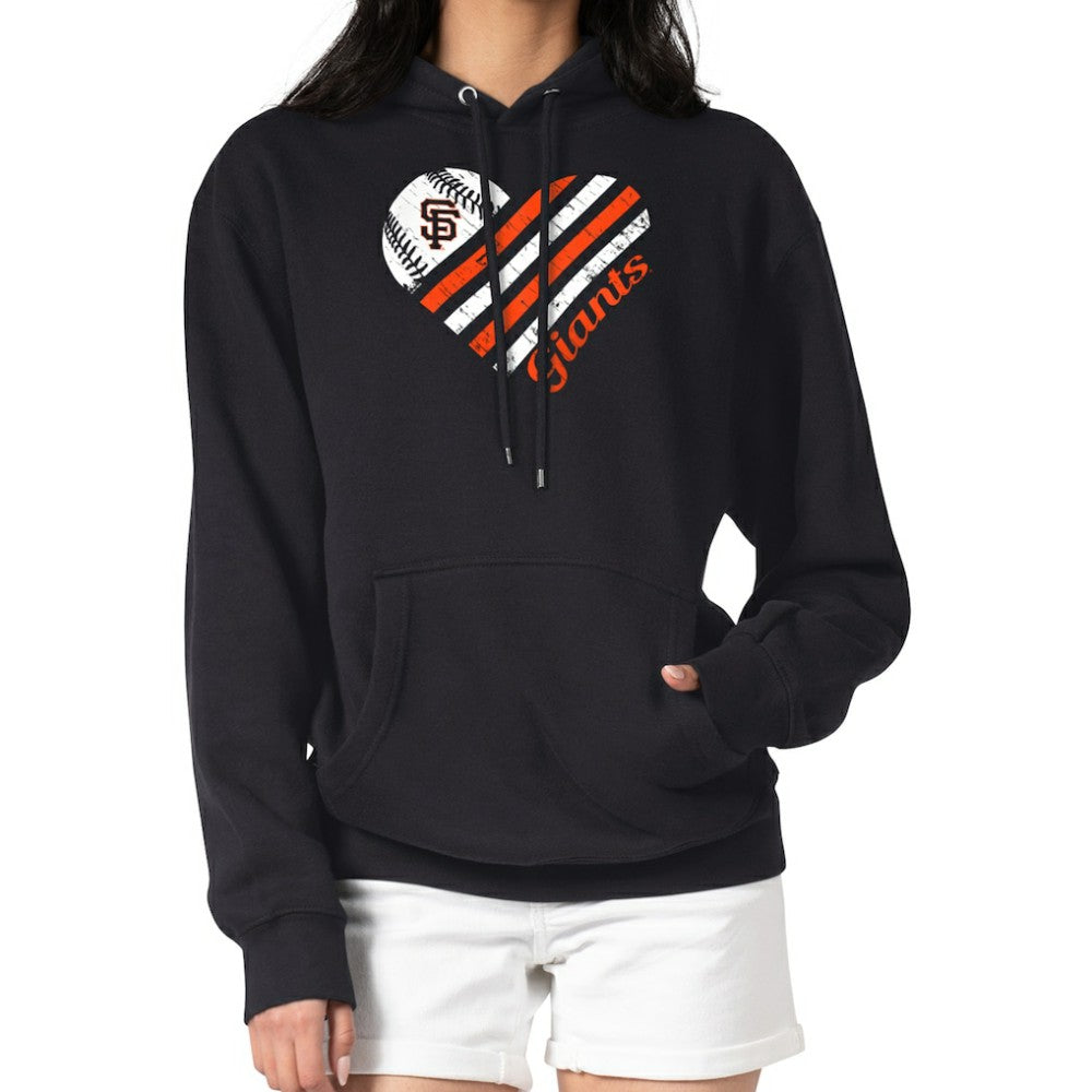 San Francisco Giants G-III 4Her by Carl Banks Women's Heart Fleece Pullover Hoodie - Black - MLB on Sale