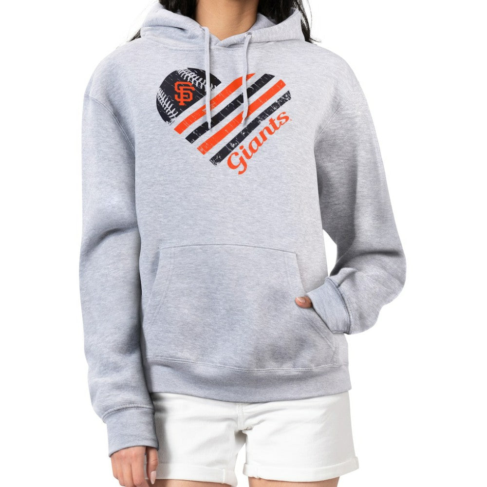 San Francisco Giants G-III 4Her by Carl Banks Women's Heart Fleece Pullover Hoodie - Heather Gray - MLB on Sale