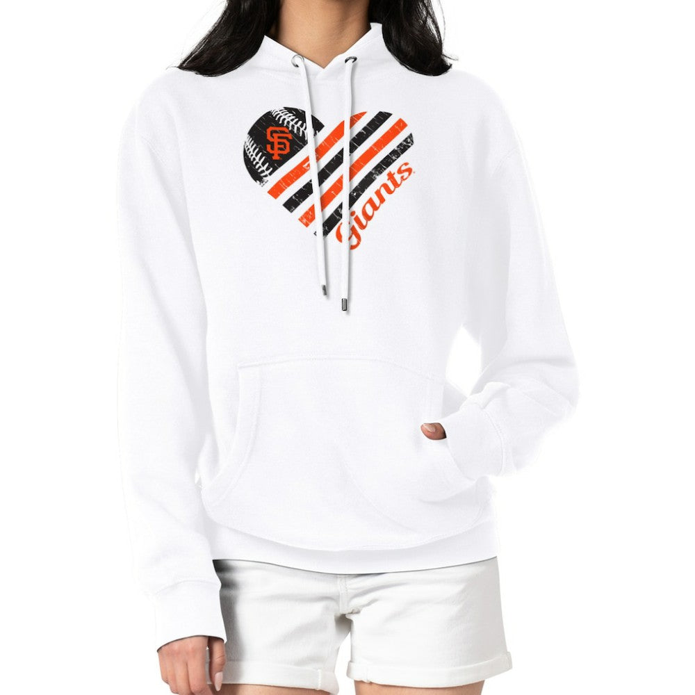 San Francisco Giants G-III 4Her by Carl Banks Women's Heart Fleece Pullover Hoodie - White - MLB Lifestyle