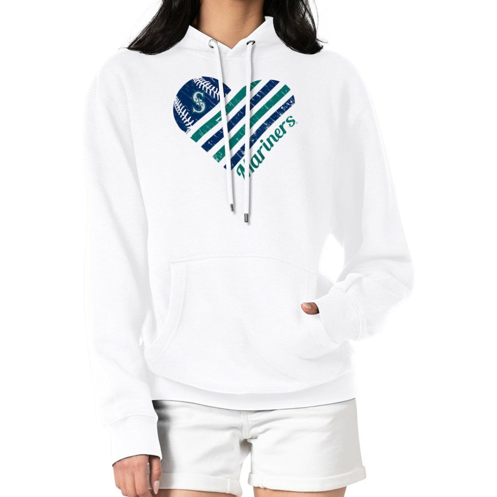 Seattle Mariners G-III 4Her by Carl Banks Women's Heart Fleece Pullover Hoodie - White - MLB Lifestyle