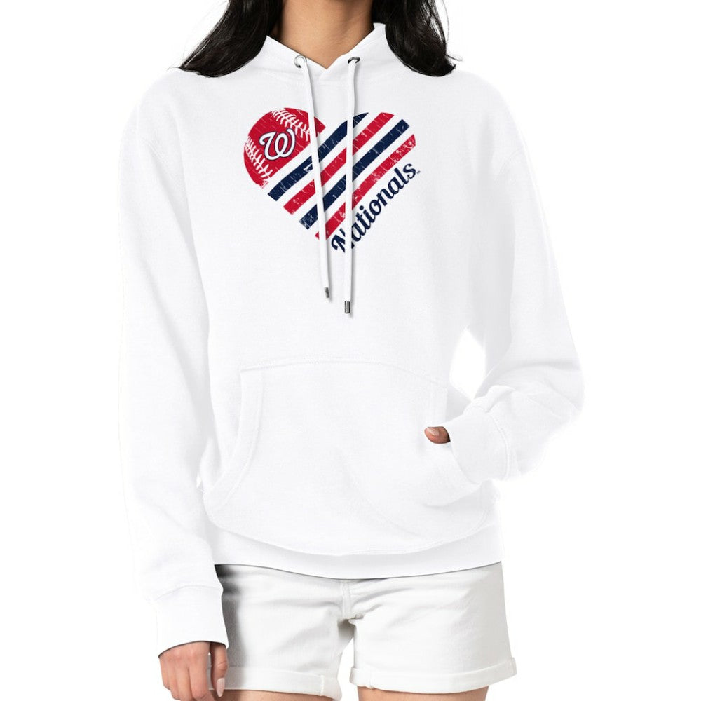 Washington Nationals G-III 4Her by Carl Banks Women's Heart Fleece Pullover Hoodie - White - MLB Online