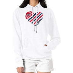 Washington Nationals G-III 4Her by Carl Banks Women's Heart Fleece Pullover Hoodie - White - MLB Online