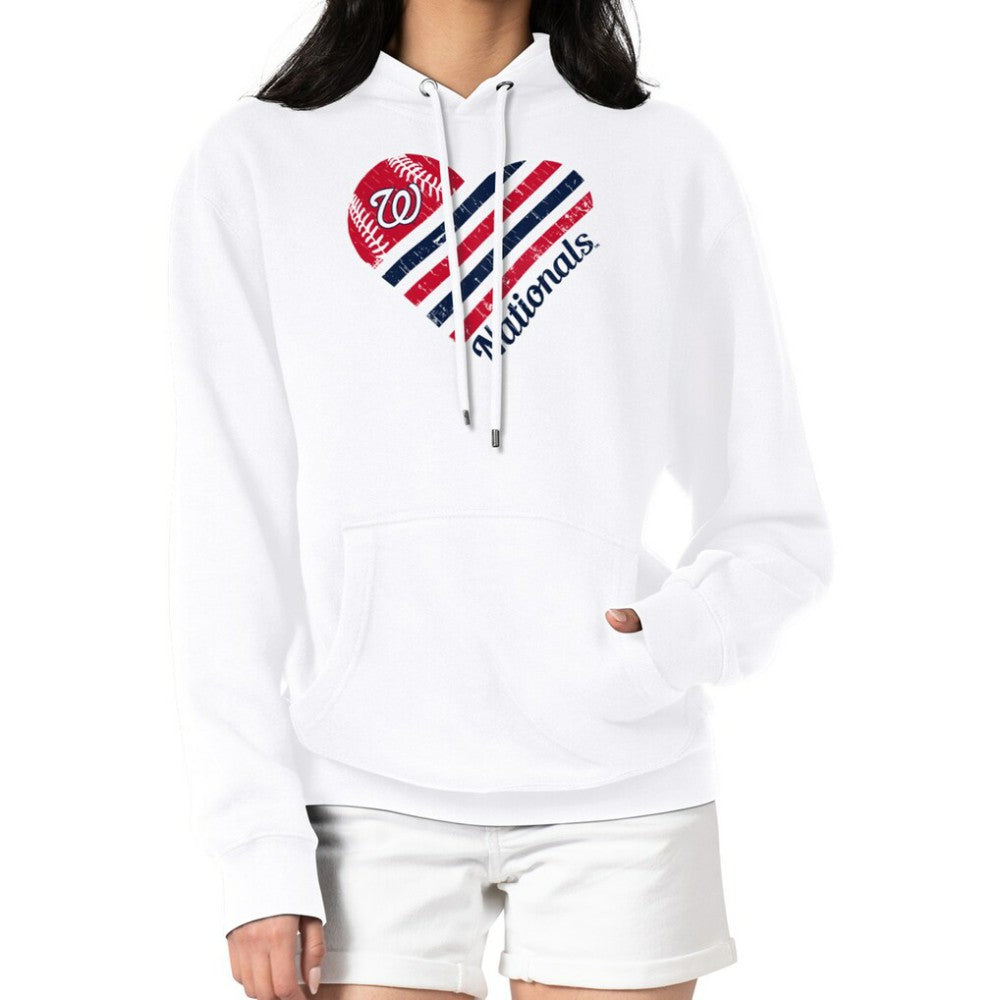 Washington Nationals G-III 4Her by Carl Banks Women's Heart Fleece Pullover Hoodie - White - MLB Online
