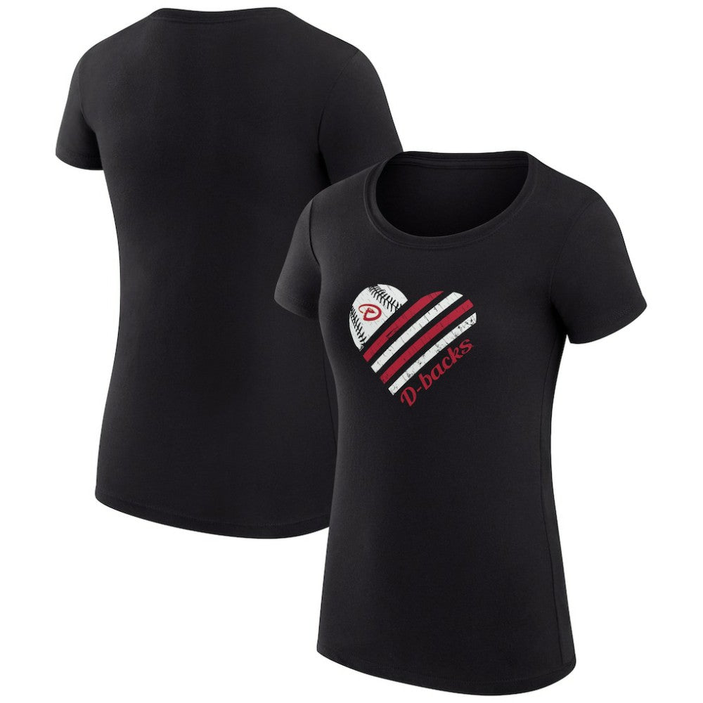 Arizona Diamondbacks G-III 4Her by Carl Banks Women's Super-Slim Fit Lightweight Heart Graphic T-Shirt - Black - MLB on Sale