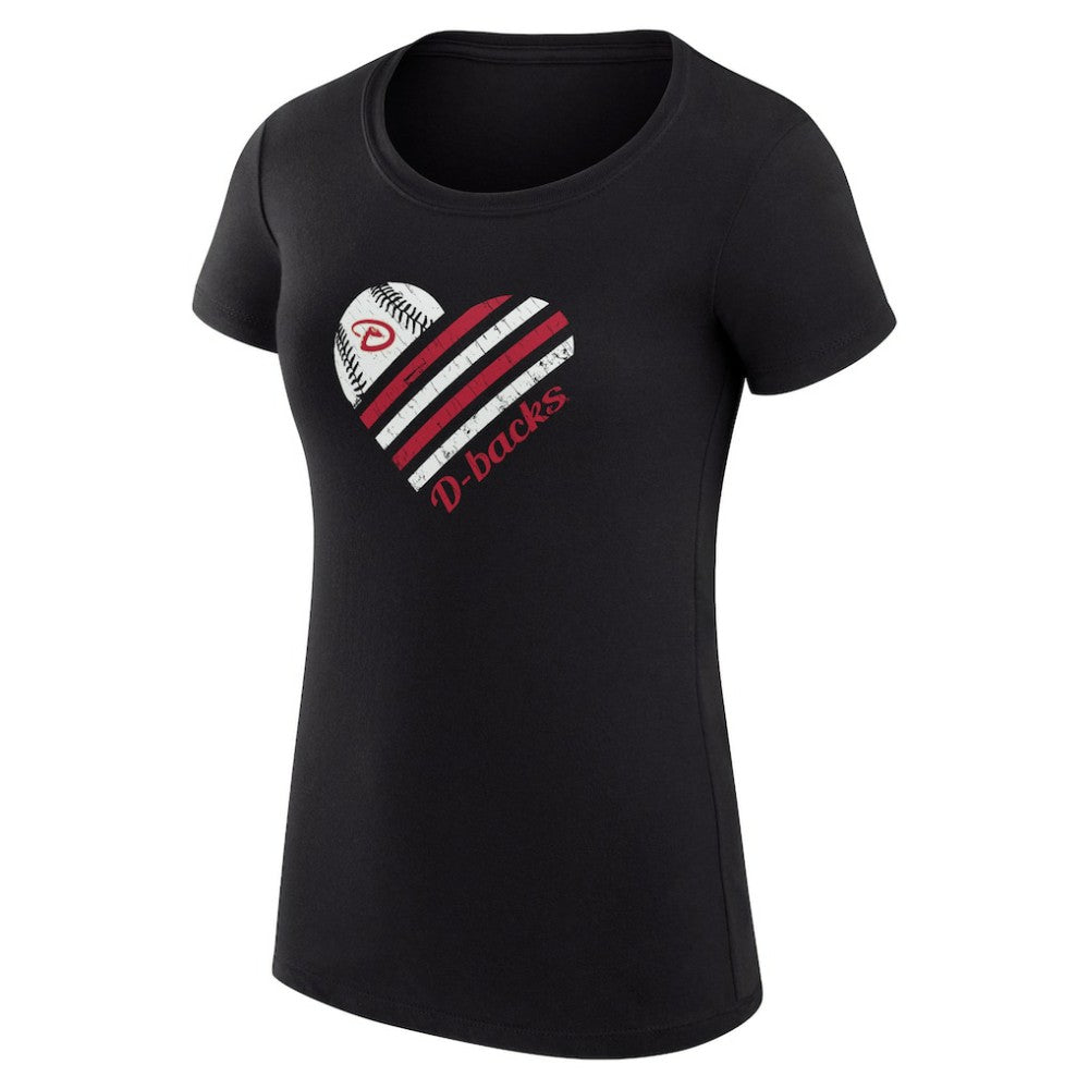 Arizona Diamondbacks G-III 4Her by Carl Banks Women's Super-Slim Fit Lightweight Heart Graphic T-Shirt - Black - MLB on Sale