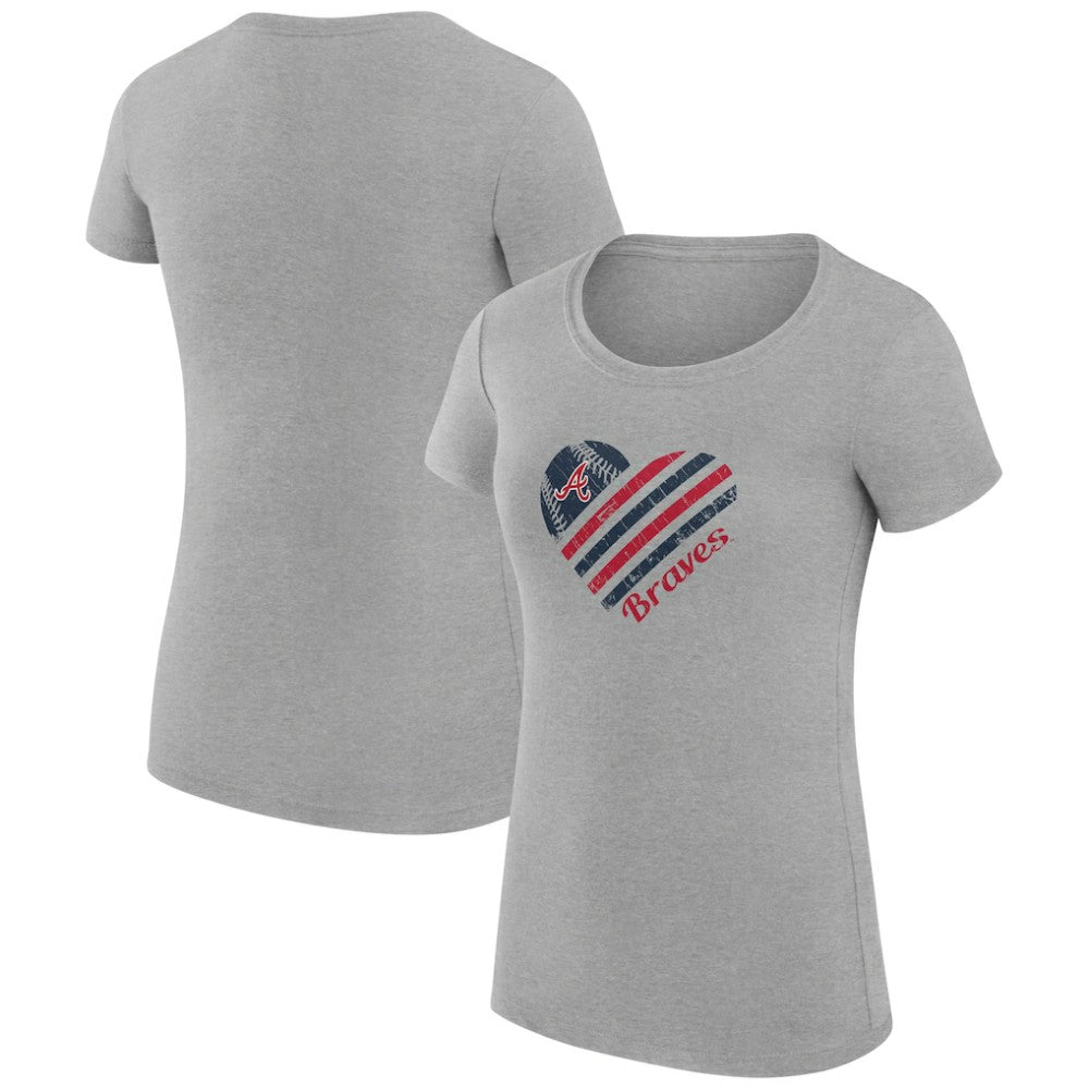 Atlanta Braves G-III 4Her by Carl Banks Women's Super-Slim Fit Lightweight Heart Graphic T-Shirt - Heather Gray - MLB Discount