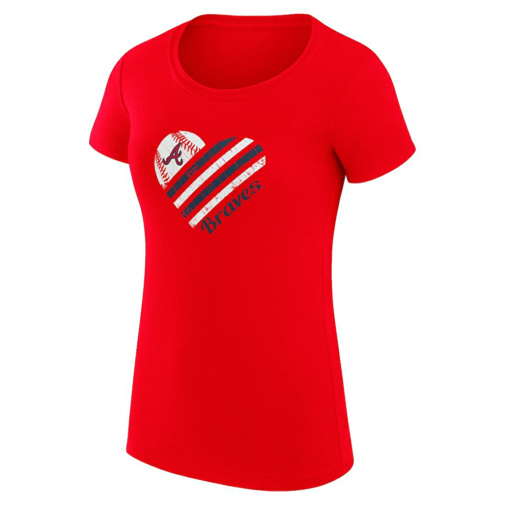 Atlanta Braves G-III 4Her by Carl Banks Women's Super-Slim Fit Lightweight Heart Graphic T-Shirt - Red - MLB Lifestyle