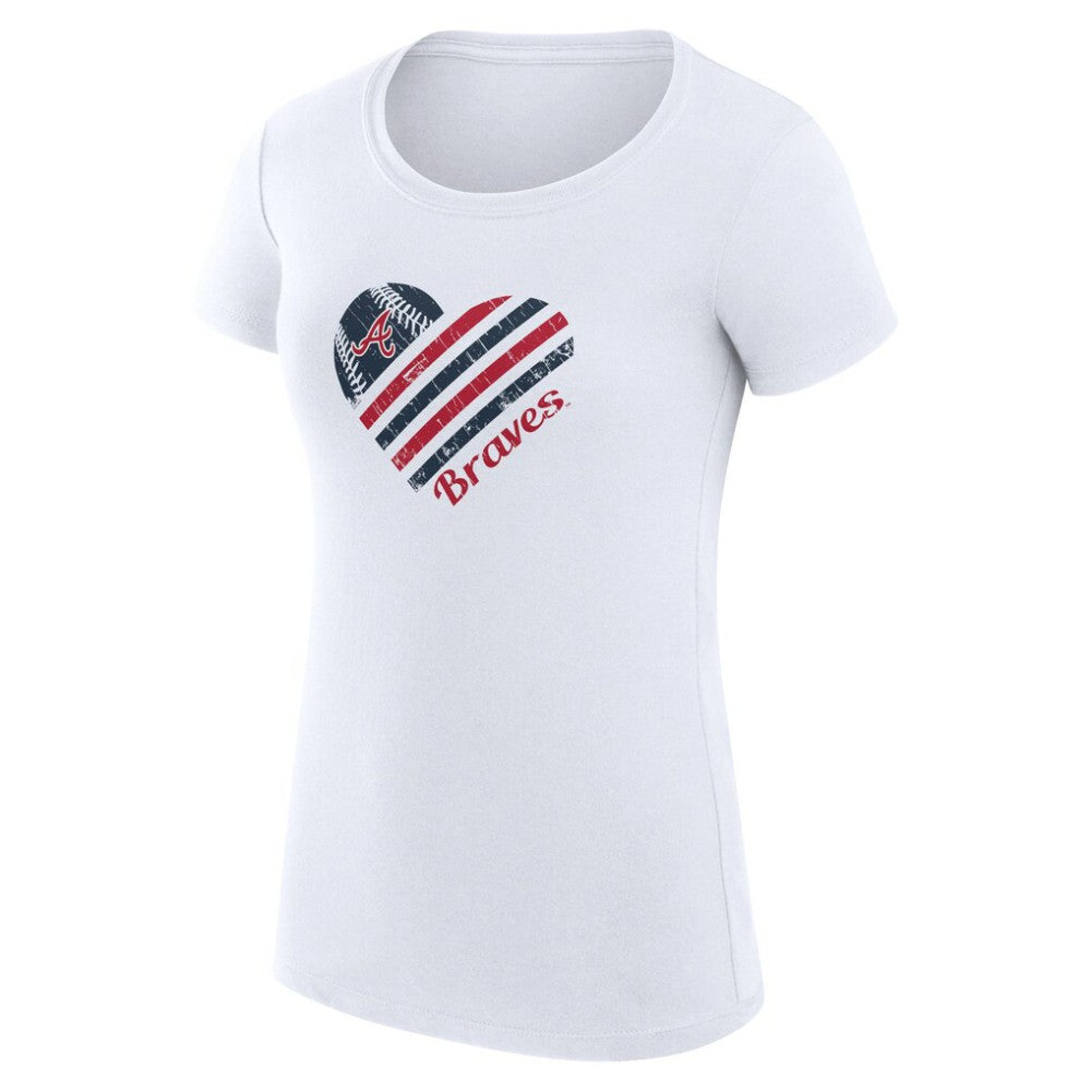Atlanta Braves G-III 4Her by Carl Banks Women's Super-Slim Fit Lightweight Heart Graphic T-Shirt - White - MLB Lifestyle