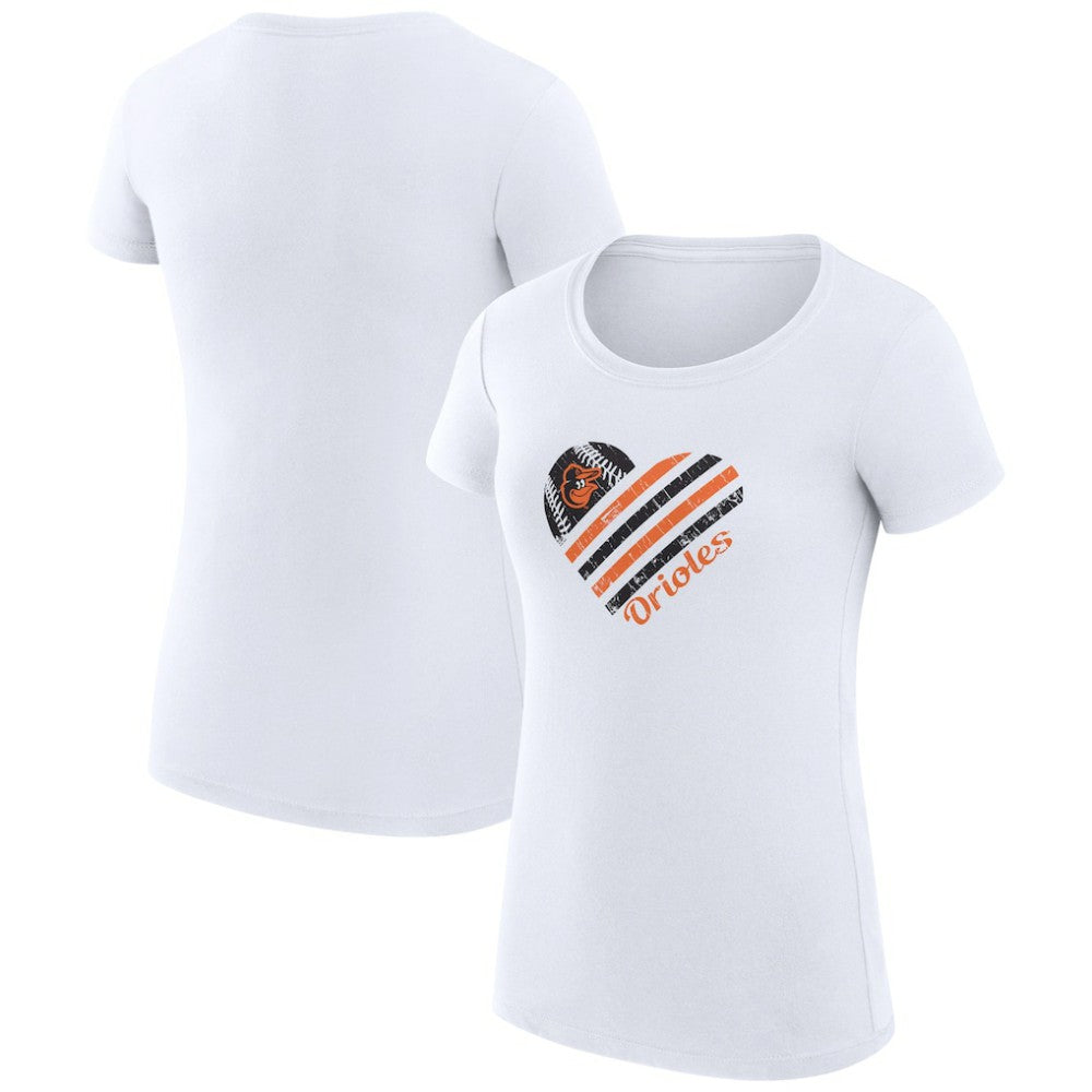 Baltimore Orioles G-III 4Her by Carl Banks Women's Super-Slim Fit Lightweight Heart Graphic T-Shirt - White - MLB Online