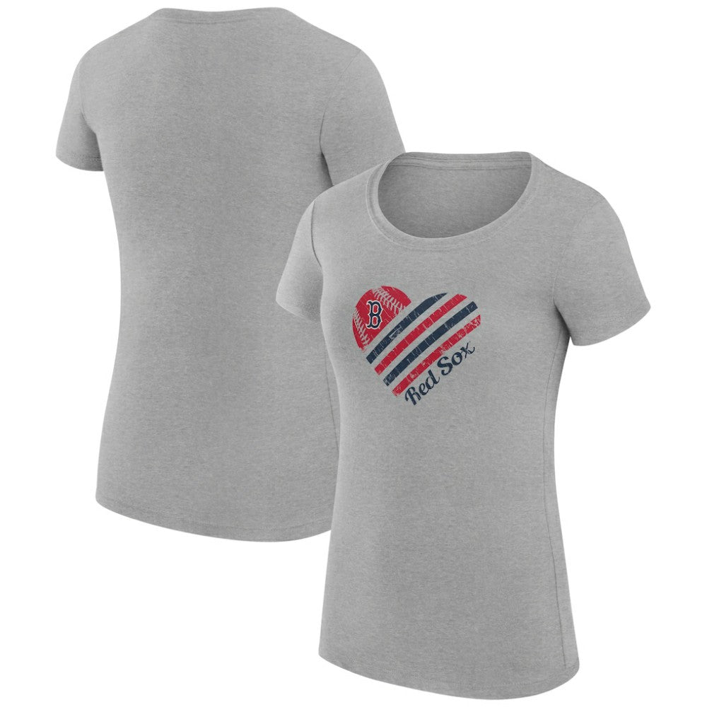 Boston Red Sox G-III 4Her by Carl Banks Women's Super-Slim Fit Lightweight Heart Graphic T-Shirt - Heather Gray - MLB Online