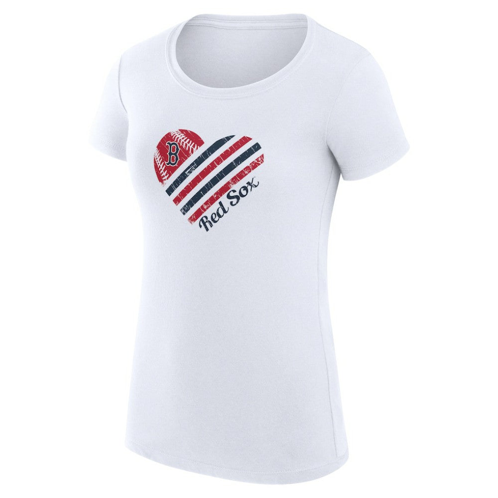 Boston Red Sox G-III 4Her by Carl Banks Women's Super-Slim Fit Lightweight Heart Graphic T-Shirt - White - MLB Discount