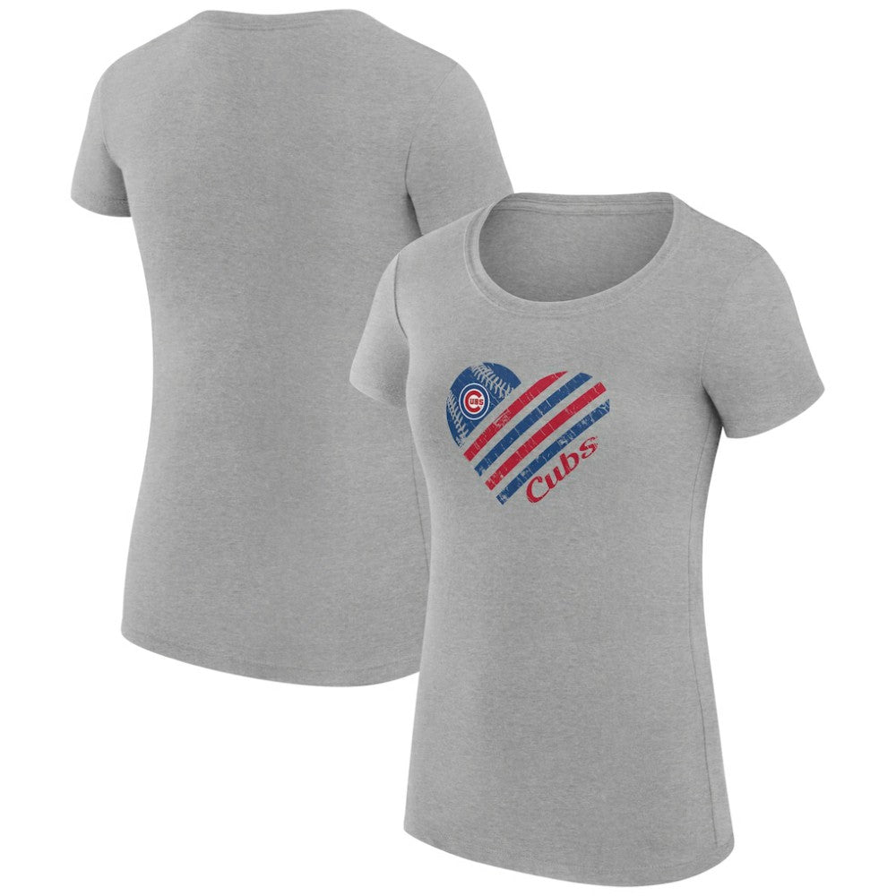 Chicago Cubs G-III 4Her by Carl Banks Women's Super-Slim Fit Lightweight Heart Graphic T-Shirt - Heather Gray - MLB Sale