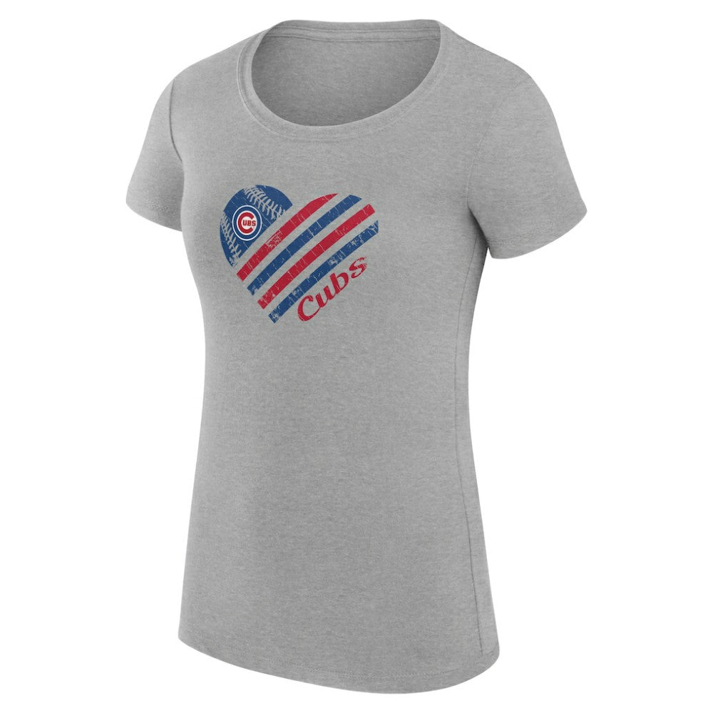 Chicago Cubs G-III 4Her by Carl Banks Women's Super-Slim Fit Lightweight Heart Graphic T-Shirt - Heather Gray - MLB Sale