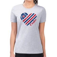 Chicago Cubs G-III 4Her by Carl Banks Women's Super-Slim Fit Lightweight Heart Graphic T-Shirt - Heather Gray - MLB Sale