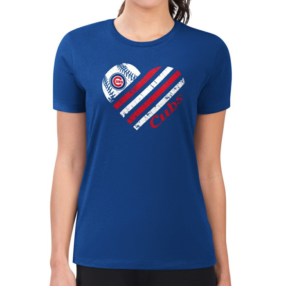 Chicago Cubs G-III 4Her by Carl Banks Women's Super-Slim Fit Lightweight Heart Graphic T-Shirt - Royal - MLB Online
