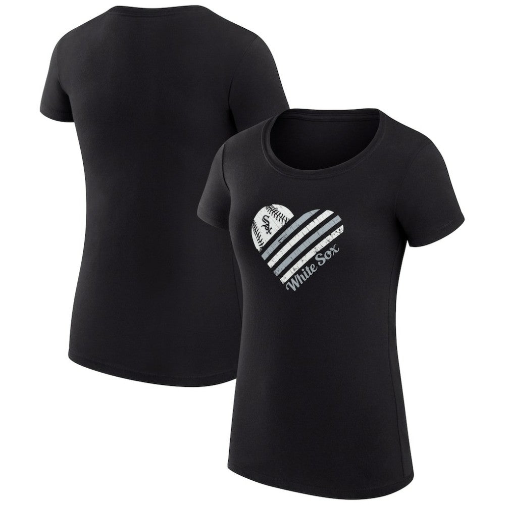 Chicago White Sox G-III 4Her by Carl Banks Women's Super-Slim Fit Lightweight Heart Graphic T-Shirt - Black - MLB Online