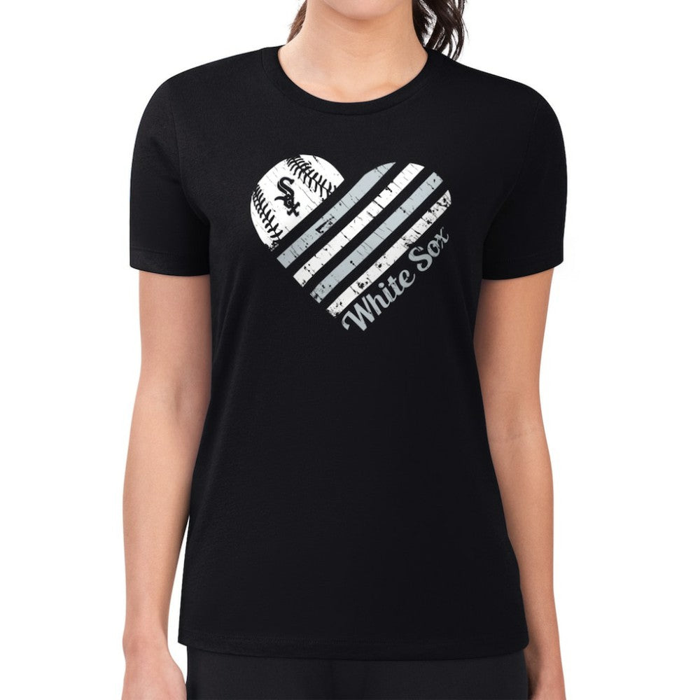 Chicago White Sox G-III 4Her by Carl Banks Women's Super-Slim Fit Lightweight Heart Graphic T-Shirt - Black - MLB Online