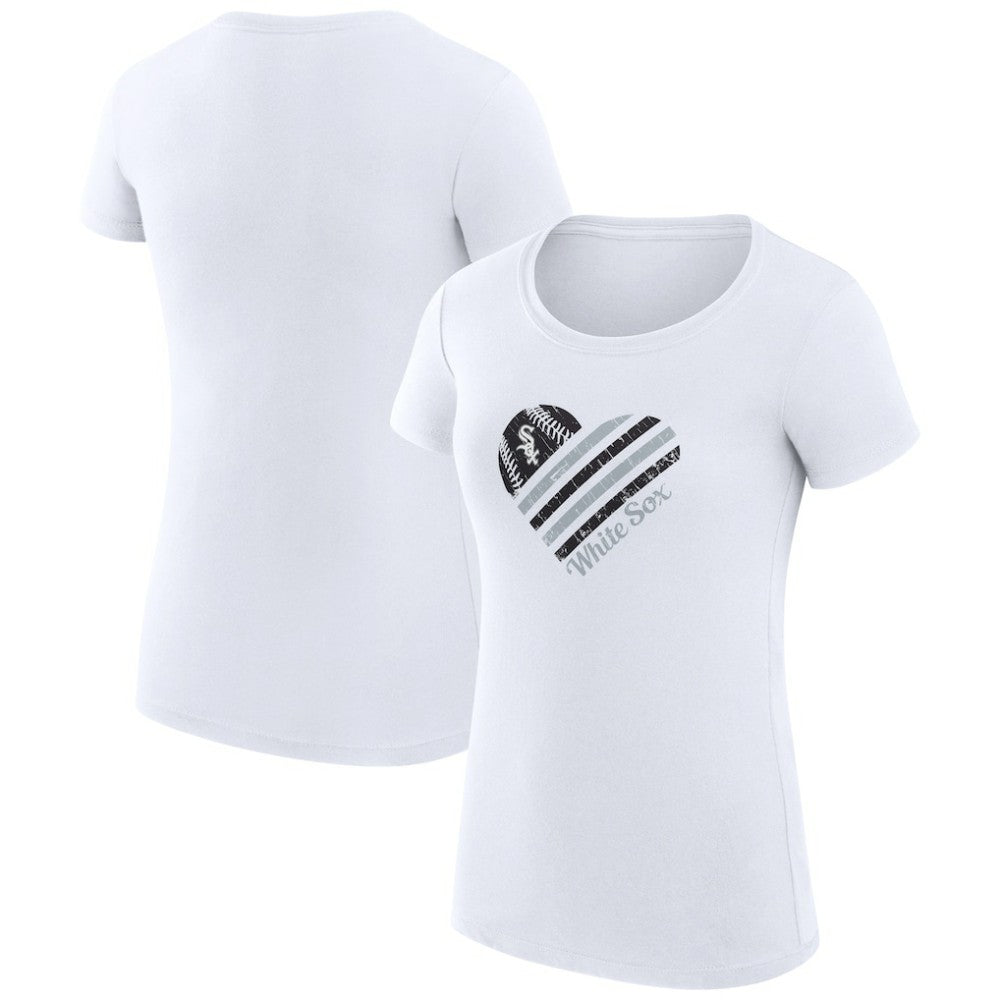 Chicago White Sox G-III 4Her by Carl Banks Women's Super-Slim Fit Lightweight Heart Graphic T-Shirt - White - MLB Sale