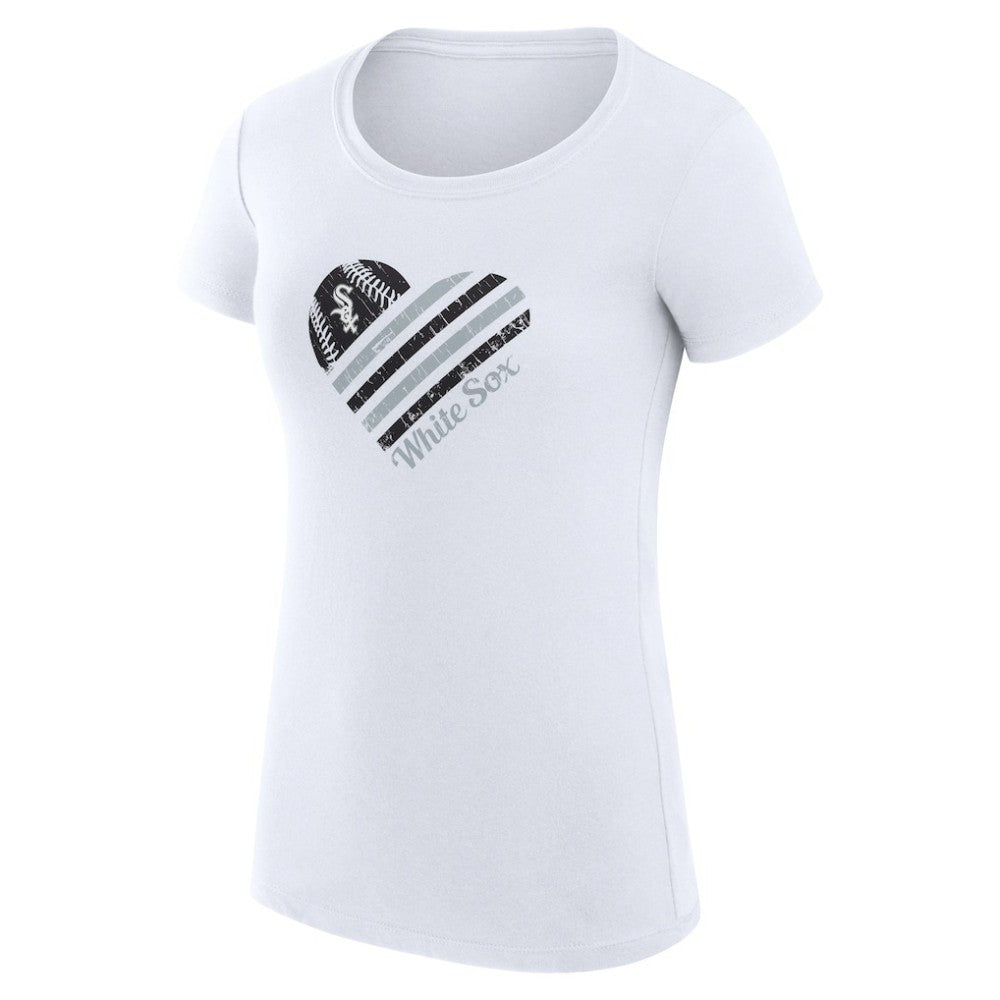 Chicago White Sox G-III 4Her by Carl Banks Women's Super-Slim Fit Lightweight Heart Graphic T-Shirt - White - MLB Sale