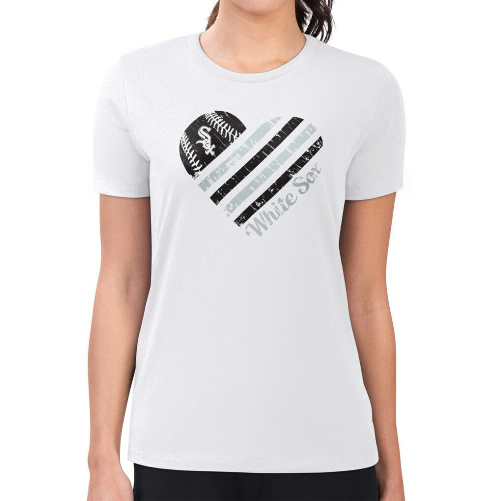 Chicago White Sox G-III 4Her by Carl Banks Women's Super-Slim Fit Lightweight Heart Graphic T-Shirt - White - MLB Sale