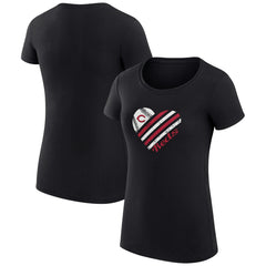Cincinnati Reds G-III 4Her by Carl Banks Women's Super-Slim Fit Lightweight Heart Graphic T-Shirt - Black - MLB Online