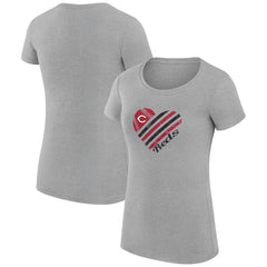 Cincinnati Reds G-III 4Her by Carl Banks Women's Super-Slim Fit Lightweight Heart Graphic T-Shirt - Heather Gray - MLB Sale