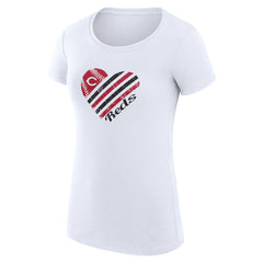 Cincinnati Reds G-III 4Her by Carl Banks Women's Super-Slim Fit Lightweight Heart Graphic T-Shirt - White - MLB Lifestyle