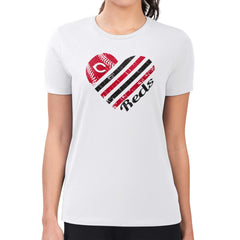 Cincinnati Reds G-III 4Her by Carl Banks Women's Super-Slim Fit Lightweight Heart Graphic T-Shirt - White - MLB Lifestyle