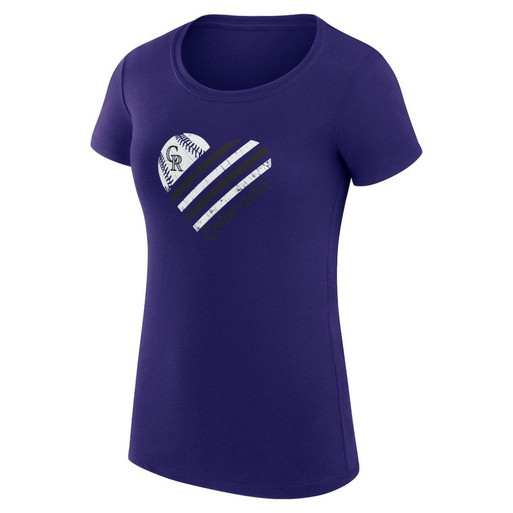 Colorado Rockies G-III 4Her by Carl Banks Women's Super-Slim Fit Lightweight Heart Graphic T-Shirt - Purple - MLB Discount