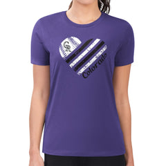 Colorado Rockies G-III 4Her by Carl Banks Women's Super-Slim Fit Lightweight Heart Graphic T-Shirt - Purple - MLB Discount