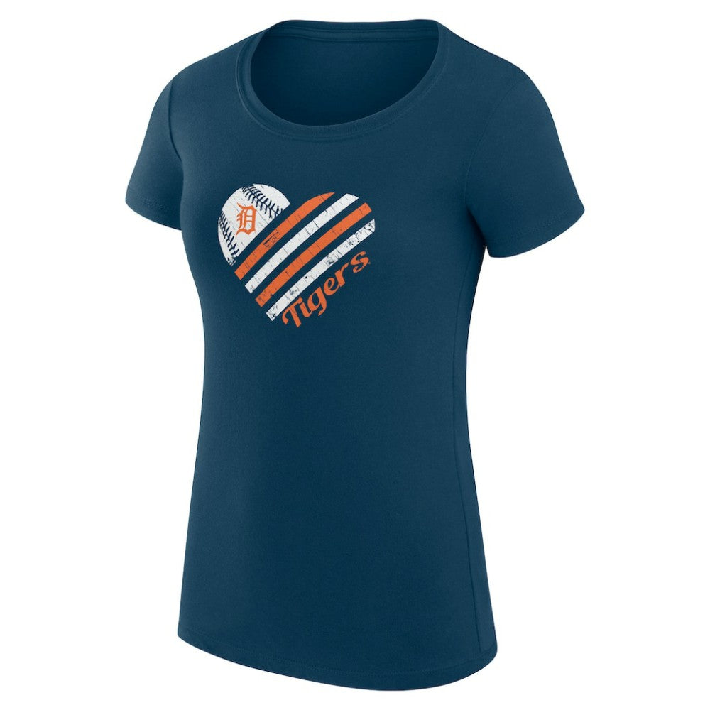 Detroit Tigers G-III 4Her by Carl Banks Women's Super-Slim Fit Lightweight Heart Graphic T-Shirt - Navy - MLB Lifestyle