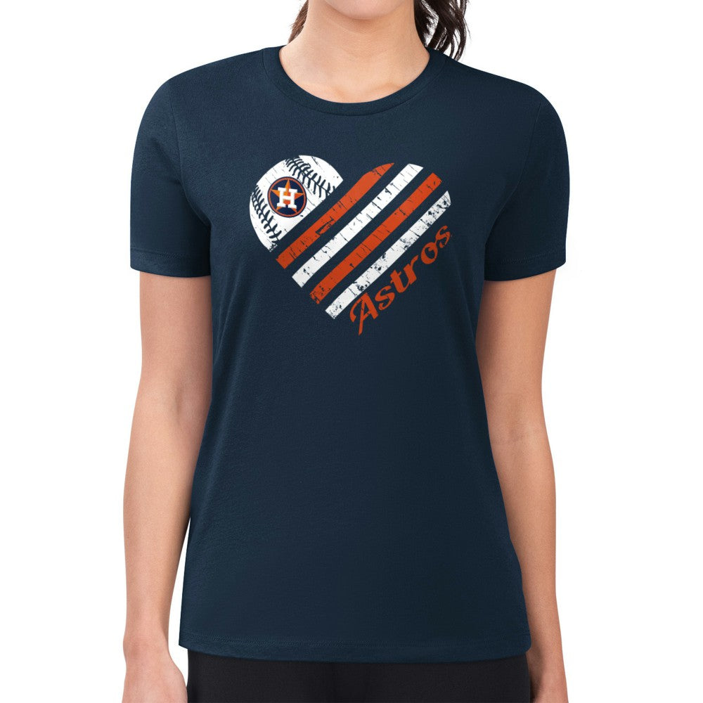 Houston Astros G-III 4Her by Carl Banks Women's Super-Slim Fit Lightweight Heart Graphic T-Shirt - Navy - MLB Online