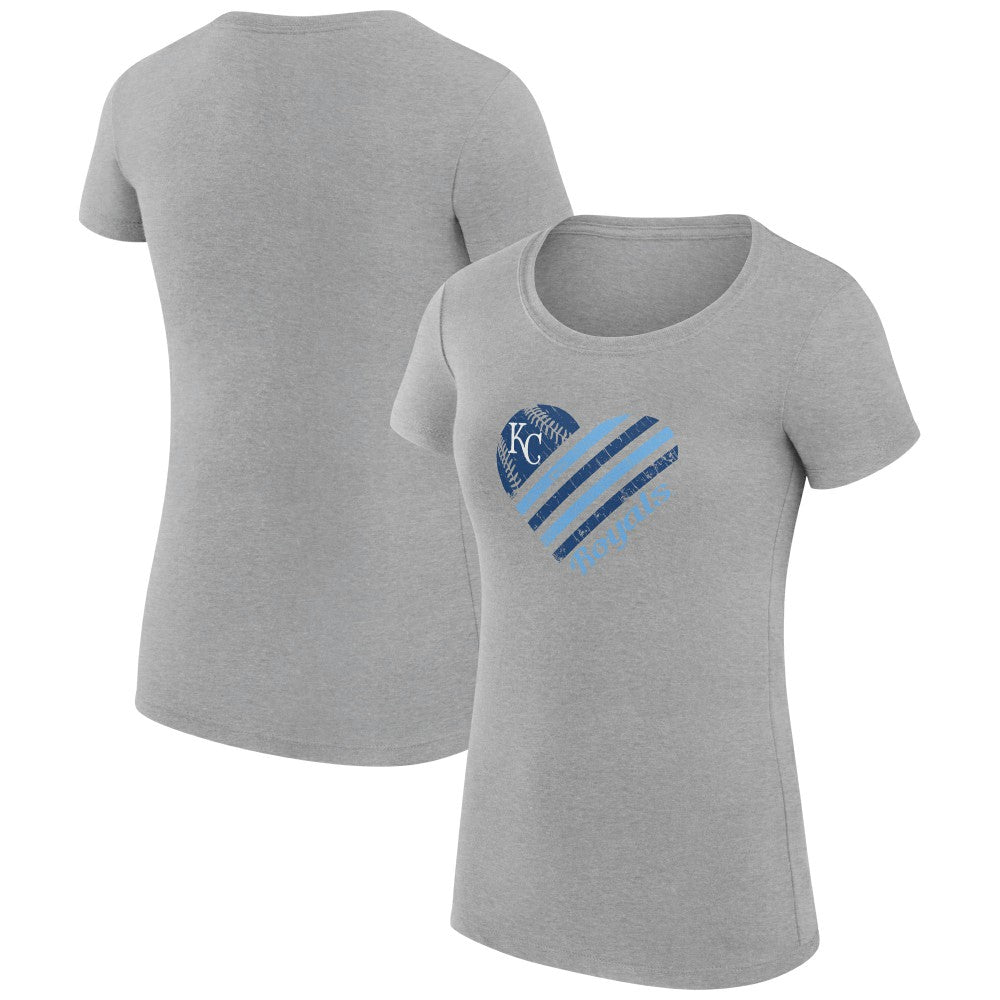 Kansas City Royals G-III 4Her by Carl Banks Women's Super-Slim Fit Lightweight Heart Graphic T-Shirt - Heather Gray - MLB Online