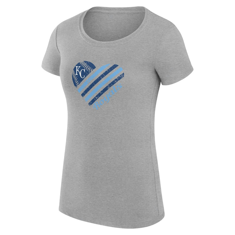Kansas City Royals G-III 4Her by Carl Banks Women's Super-Slim Fit Lightweight Heart Graphic T-Shirt - Heather Gray - MLB Online