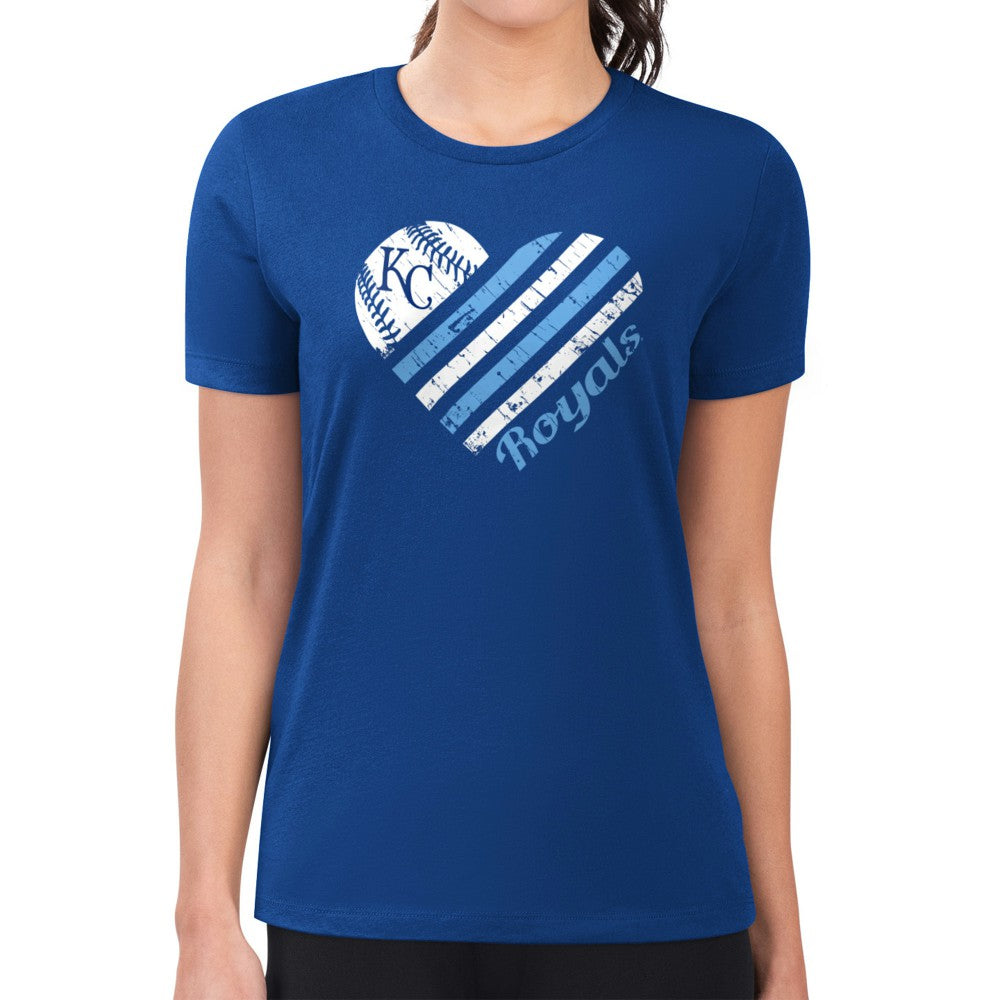Kansas City Royals G-III 4Her by Carl Banks Women's Super-Slim Fit Lightweight Heart Graphic T-Shirt - Royal - MLB Online