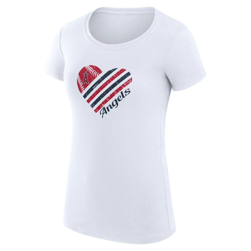 Los Angeles Angels G-III 4Her by Carl Banks Women's Super-Slim Fit Lightweight Heart Graphic T-Shirt - White - MLB on Sale