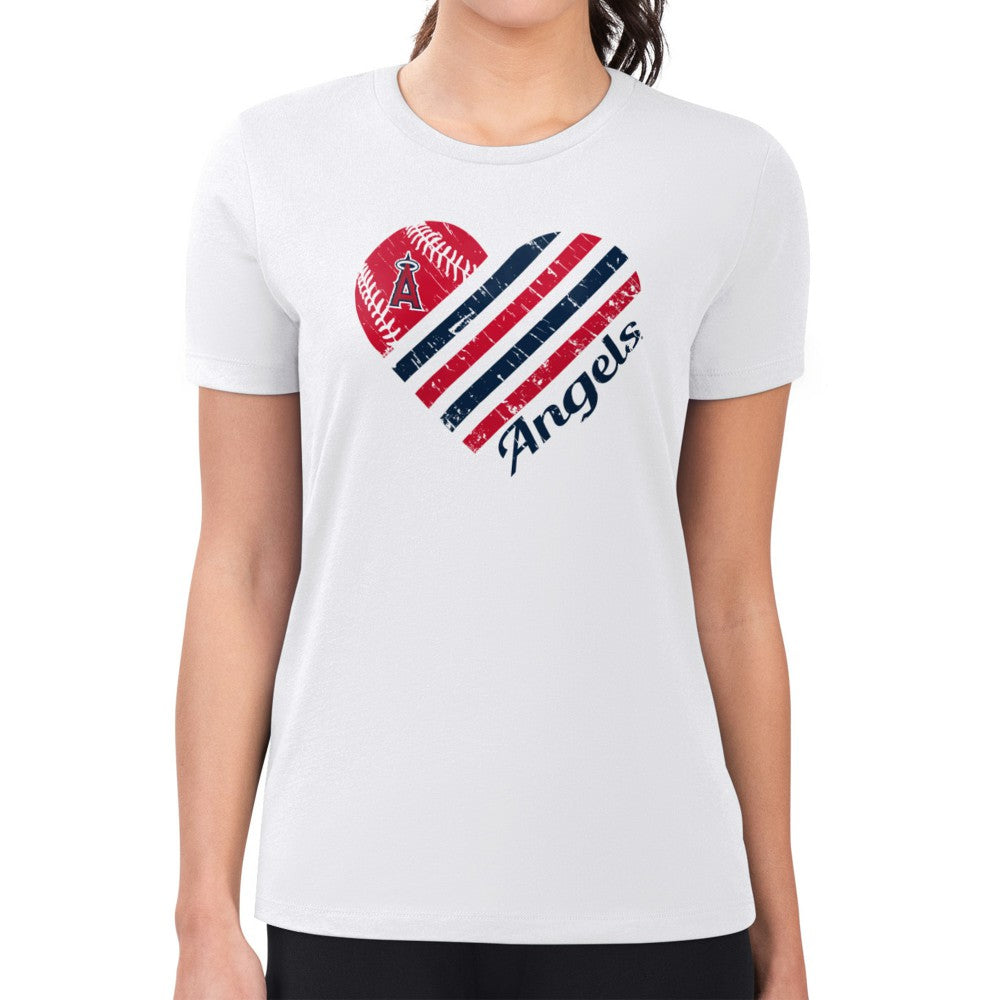Los Angeles Angels G-III 4Her by Carl Banks Women's Super-Slim Fit Lightweight Heart Graphic T-Shirt - White - MLB on Sale