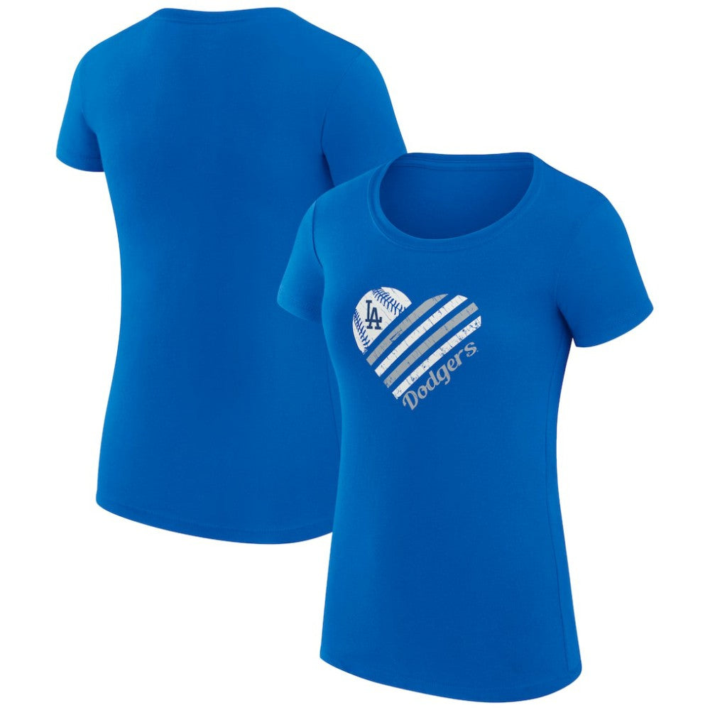 Los Angeles Dodgers G-III 4Her by Carl Banks Women's Super-Slim Fit Lightweight Heart Graphic T-Shirt - Royal - MLB Online