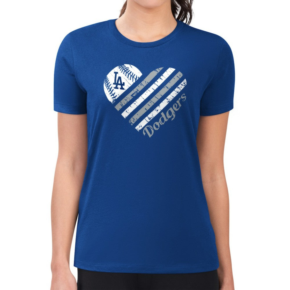 Los Angeles Dodgers G-III 4Her by Carl Banks Women's Super-Slim Fit Lightweight Heart Graphic T-Shirt - Royal - MLB Online