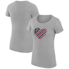 Minnesota Twins G-III 4Her by Carl Banks Women's Super-Slim Fit Lightweight Heart Graphic T-Shirt - Heather Gray - MLB Discount