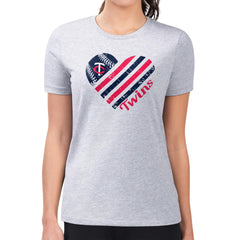 Minnesota Twins G-III 4Her by Carl Banks Women's Super-Slim Fit Lightweight Heart Graphic T-Shirt - Heather Gray - MLB Discount