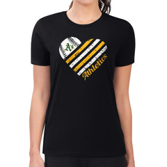 Athletics G-III 4Her by Carl Banks Women's Super-Slim Fit Lightweight Heart Graphic T-Shirt - Black - MLB Lifestyle